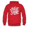 New York Hoodie - Hand Lettered Unisex New York Hooded Sweatshirt - red