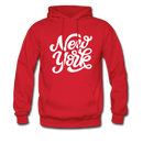 New York Hoodie - Hand Lettered Unisex New York Hooded Sweatshirt - red