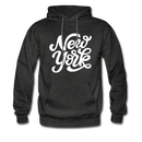 New York Hoodie - Hand Lettered Unisex New York Hooded Sweatshirt - charcoal gray