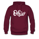 Ohio Hoodie - Hand Lettered Unisex Ohio Hooded Sweatshirt - burgundy