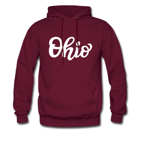 Ohio Hoodie - Hand Lettered Unisex Ohio Hooded Sweatshirt - burgundy