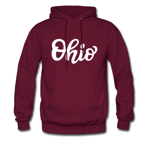 Ohio Hoodie - Hand Lettered Unisex Ohio Hooded Sweatshirt - burgundy