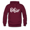 Ohio Hoodie - Hand Lettered Unisex Ohio Hooded Sweatshirt - burgundy