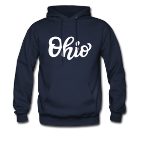 Ohio Hoodie - Hand Lettered Unisex Ohio Hooded Sweatshirt - navy