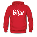 Ohio Hoodie - Hand Lettered Unisex Ohio Hooded Sweatshirt - red