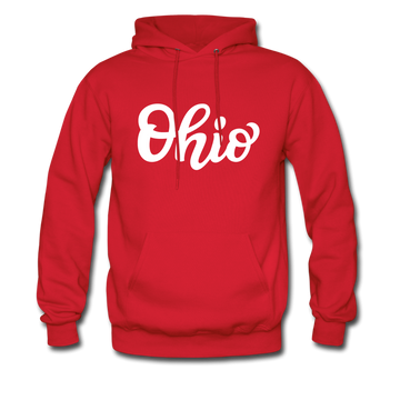 Ohio Hoodie - Hand Lettered Unisex Ohio Hooded Sweatshirt - red