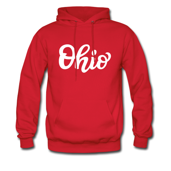 Ohio Hoodie - Hand Lettered Unisex Ohio Hooded Sweatshirt - red