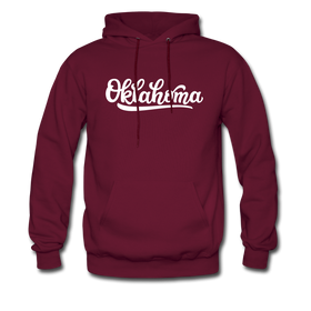 Oklahoma Hoodie - Hand Lettered Unisex Oklahoma Hooded Sweatshirt - burgundy