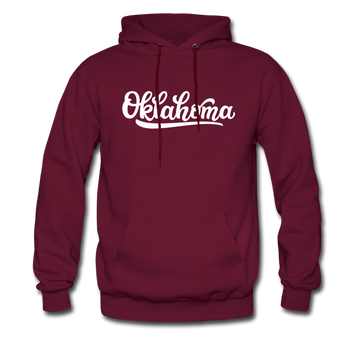 Oklahoma Hoodie - Hand Lettered Unisex Oklahoma Hooded Sweatshirt - burgundy