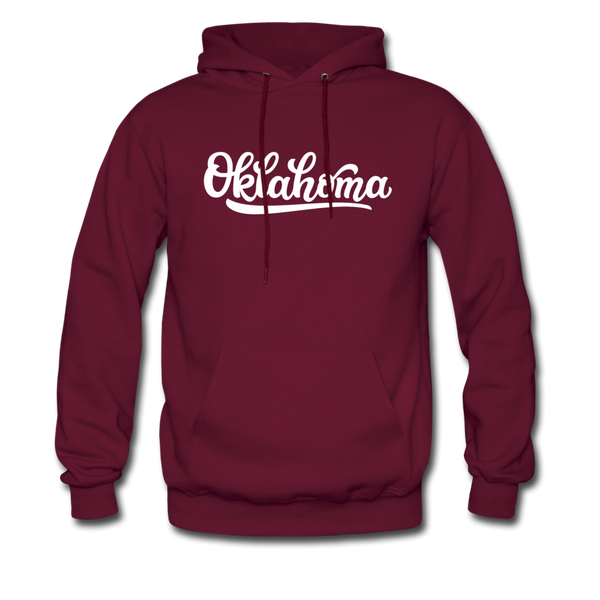 Oklahoma Hoodie - Hand Lettered Unisex Oklahoma Hooded Sweatshirt - burgundy