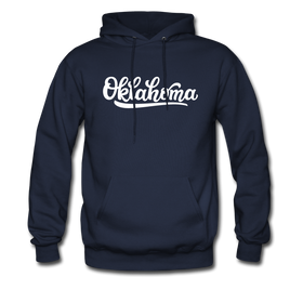 Oklahoma Hoodie - Hand Lettered Unisex Oklahoma Hooded Sweatshirt - navy