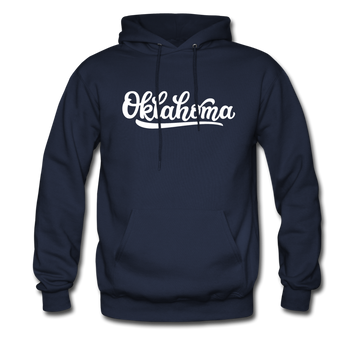 Oklahoma Hoodie - Hand Lettered Unisex Oklahoma Hooded Sweatshirt - navy