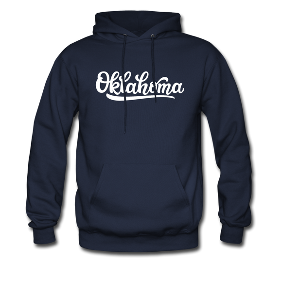 Oklahoma Hoodie - Hand Lettered Unisex Oklahoma Hooded Sweatshirt - navy