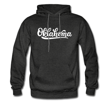 Oklahoma Hoodie - Hand Lettered Unisex Oklahoma Hooded Sweatshirt - charcoal gray