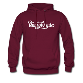 Pennsylvania Hoodie - Hand Lettered Unisex Pennsylvania Hooded Sweatshirt - burgundy