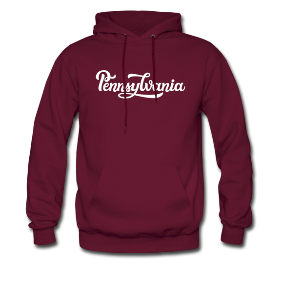 Pennsylvania Hoodie - Hand Lettered Unisex Pennsylvania Hooded Sweatshirt - burgundy