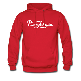 Pennsylvania Hoodie - Hand Lettered Unisex Pennsylvania Hooded Sweatshirt - red