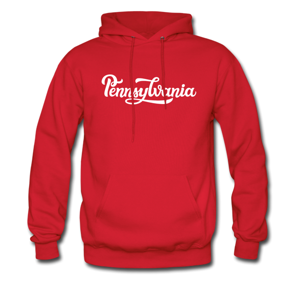 Pennsylvania Hoodie - Hand Lettered Unisex Pennsylvania Hooded Sweatshirt - red