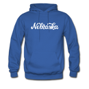 Nebraska Hoodie - Hand Lettered Unisex Nebraska Hooded Sweatshirt - royal blue