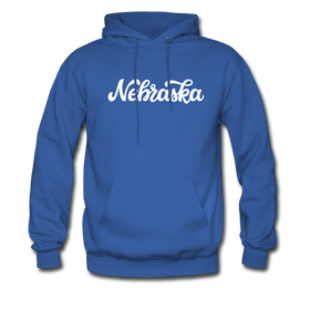 Nebraska Hoodie - Hand Lettered Unisex Nebraska Hooded Sweatshirt - royal blue