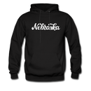 Nebraska Hoodie - Hand Lettered Unisex Nebraska Hooded Sweatshirt - black