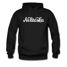 Nebraska Hoodie - Hand Lettered Unisex Nebraska Hooded Sweatshirt - black