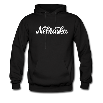 Nebraska Hoodie - Hand Lettered Unisex Nebraska Hooded Sweatshirt - black