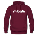 Nebraska Hoodie - Hand Lettered Unisex Nebraska Hooded Sweatshirt - burgundy