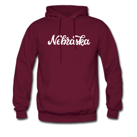 Nebraska Hoodie - Hand Lettered Unisex Nebraska Hooded Sweatshirt - burgundy