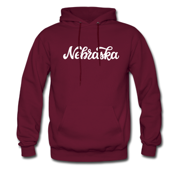 Nebraska Hoodie - Hand Lettered Unisex Nebraska Hooded Sweatshirt - burgundy