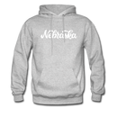 Nebraska Hoodie - Hand Lettered Unisex Nebraska Hooded Sweatshirt - heather gray