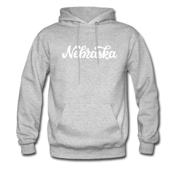 Nebraska Hoodie - Hand Lettered Unisex Nebraska Hooded Sweatshirt - heather gray