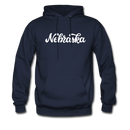 Nebraska Hoodie - Hand Lettered Unisex Nebraska Hooded Sweatshirt - navy