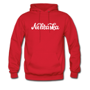 Nebraska Hoodie - Hand Lettered Unisex Nebraska Hooded Sweatshirt - red