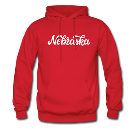 Nebraska Hoodie - Hand Lettered Unisex Nebraska Hooded Sweatshirt - red