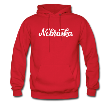 Nebraska Hoodie - Hand Lettered Unisex Nebraska Hooded Sweatshirt - red