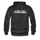 Nebraska Hoodie - Hand Lettered Unisex Nebraska Hooded Sweatshirt - charcoal gray