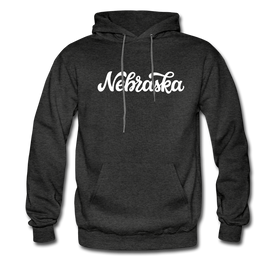 Nebraska Hoodie - Hand Lettered Unisex Nebraska Hooded Sweatshirt - charcoal gray