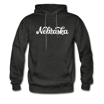 Nebraska Hoodie - Hand Lettered Unisex Nebraska Hooded Sweatshirt - charcoal gray