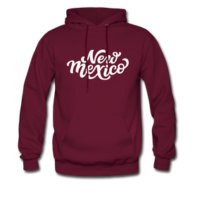 New Mexico Hoodie - Hand Lettered Unisex New Mexico Hooded Sweatshirt - burgundy