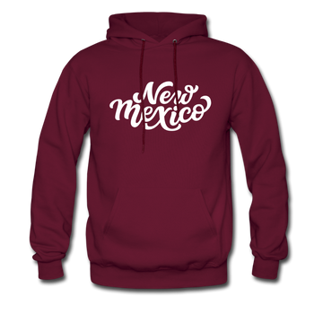 New Mexico Hoodie - Hand Lettered Unisex New Mexico Hooded Sweatshirt - burgundy