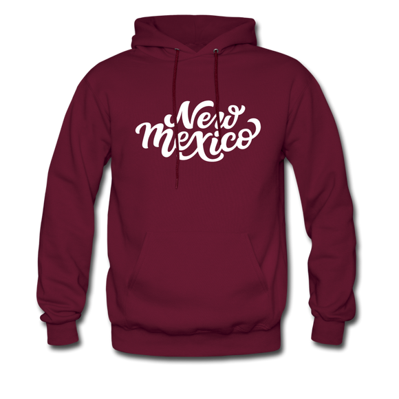 New Mexico Hoodie - Hand Lettered Unisex New Mexico Hooded Sweatshirt - burgundy