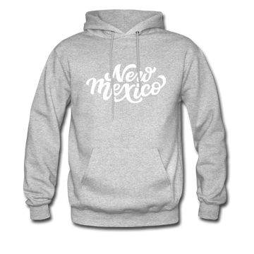 New Mexico Hoodie - Hand Lettered Unisex New Mexico Hooded Sweatshirt - heather gray