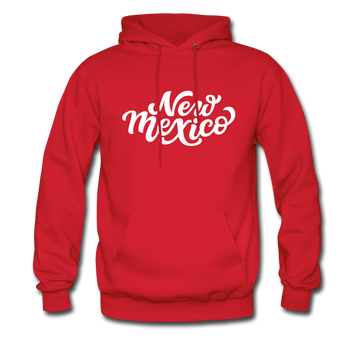 New Mexico Hoodie - Hand Lettered Unisex New Mexico Hooded Sweatshirt - red