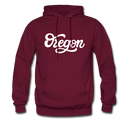 Oregon Hoodie - Hand Lettered Unisex Oregon Hooded Sweatshirt - burgundy