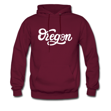 Oregon Hoodie - Hand Lettered Unisex Oregon Hooded Sweatshirt - burgundy