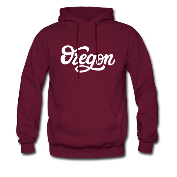 Oregon Hoodie - Hand Lettered Unisex Oregon Hooded Sweatshirt - burgundy