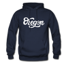 Oregon Hoodie - Hand Lettered Unisex Oregon Hooded Sweatshirt - navy