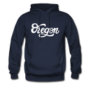 Oregon Hoodie - Hand Lettered Unisex Oregon Hooded Sweatshirt - navy