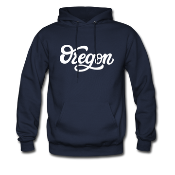 Oregon Hoodie - Hand Lettered Unisex Oregon Hooded Sweatshirt - navy
